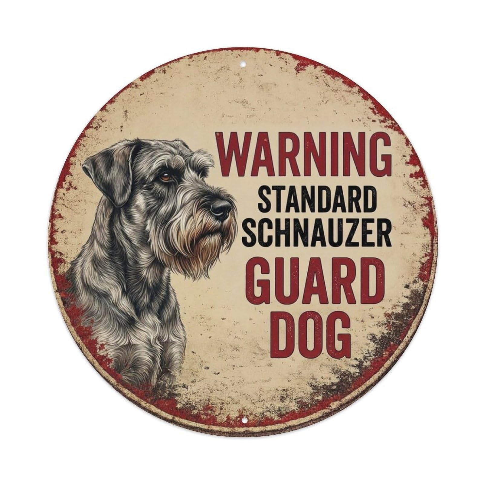 Metal Tin Sign Vintage Warning Standard Schnauzer