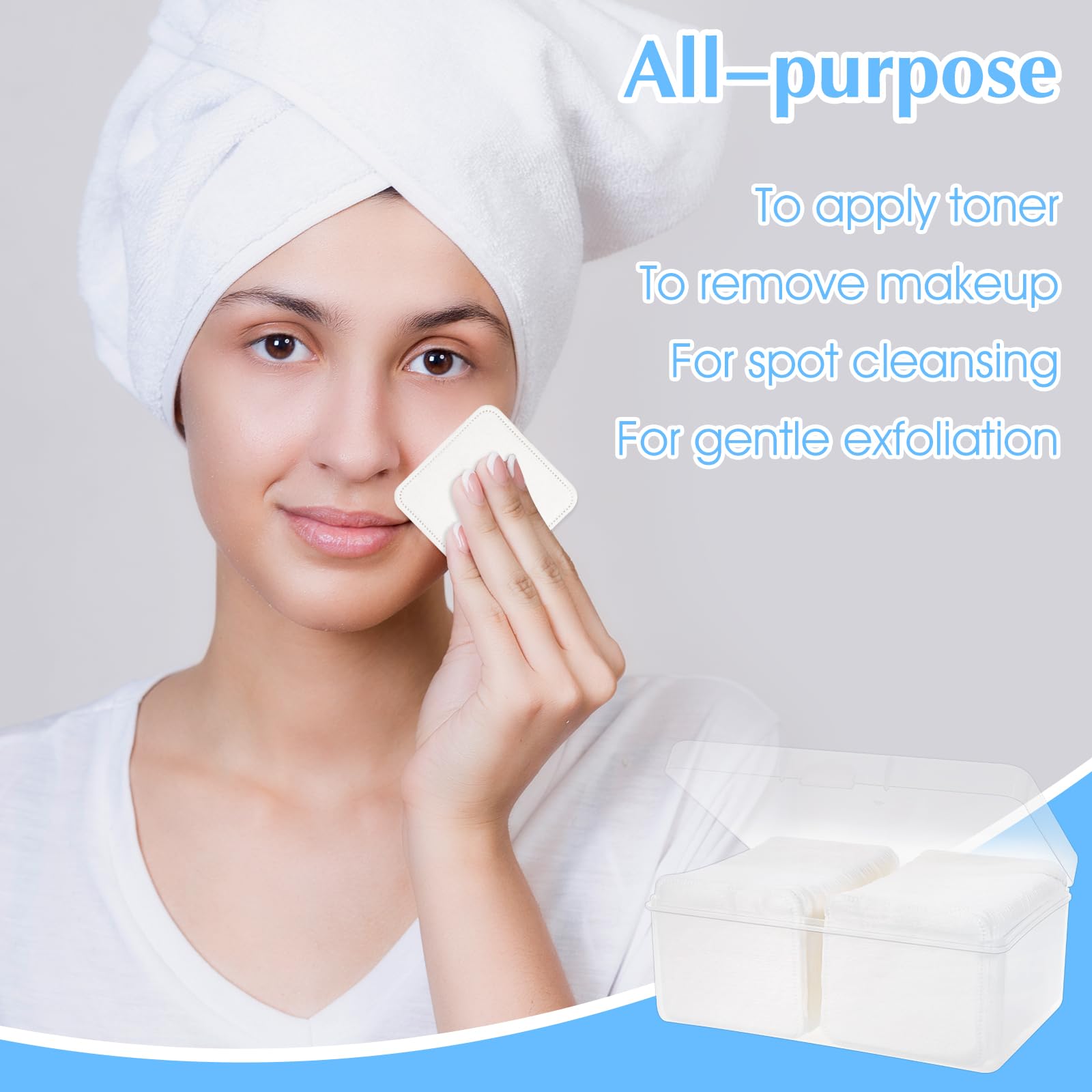 YBEATY 100 Pcs Square Cotton Pads Premium Facial Cotton Pads Makeup Remover Unique Triple Layers Textured Organic Disposable Pair with Makeup Remover for Toner Mask Daily Skin Care - Image 3