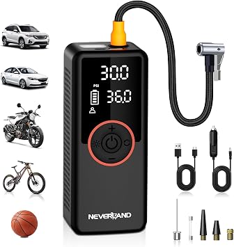 NEVERLAND Portable SUV Tire Inflator - 30000mAh 180PSI 150W High Power Air Compressor with Digital Gauge Dual Lighting, Tire Inflator for Truck Car UTV Motorcycle ATV RV Bike and Charging DC 12V