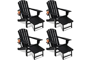 Adjustable Adirondack Chair with Retractable Ottoman (Set of 4)
