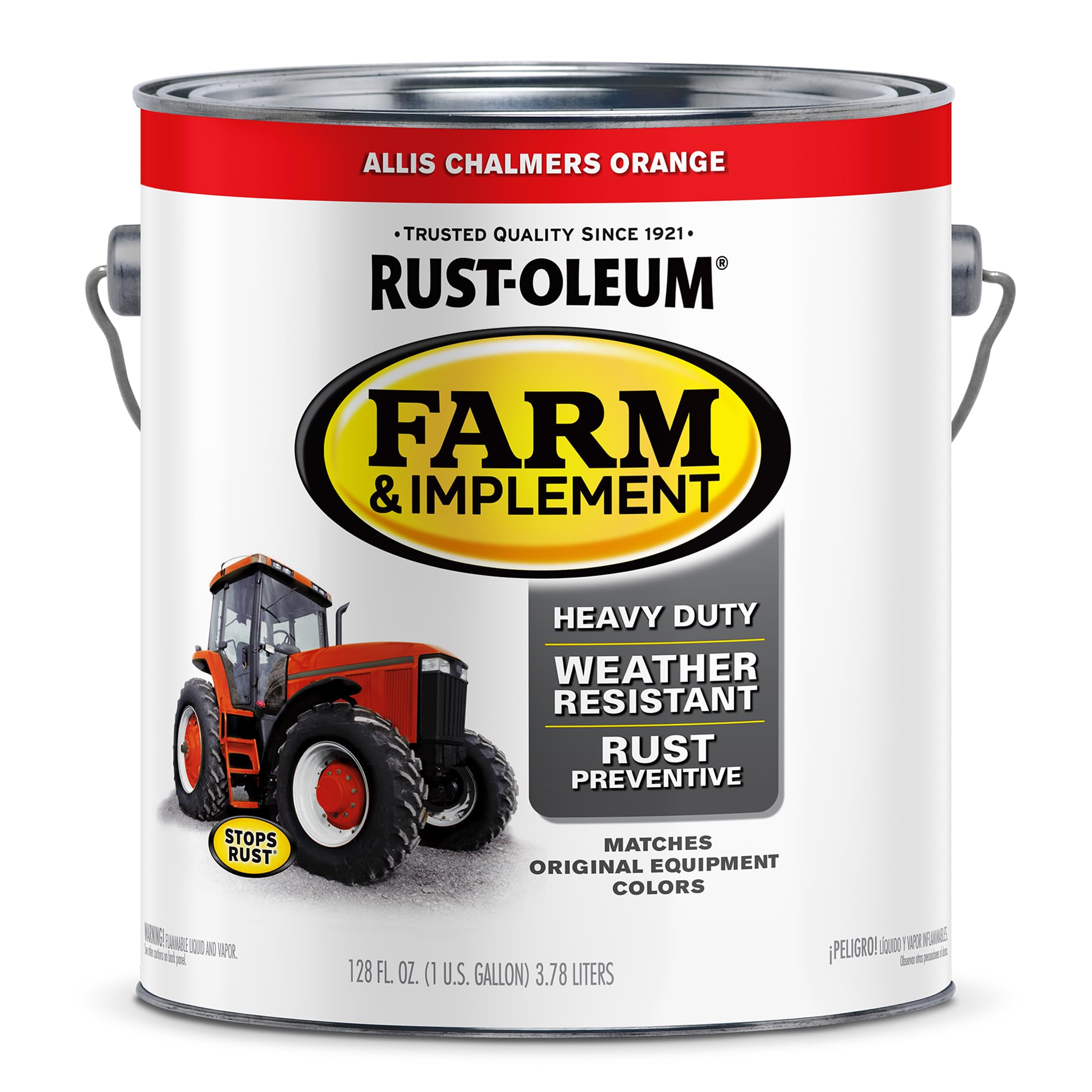 Rust-Oleum 280176 Farm &amp; Implement Enamel Paint, Gallon, Allis Chalmers Orange