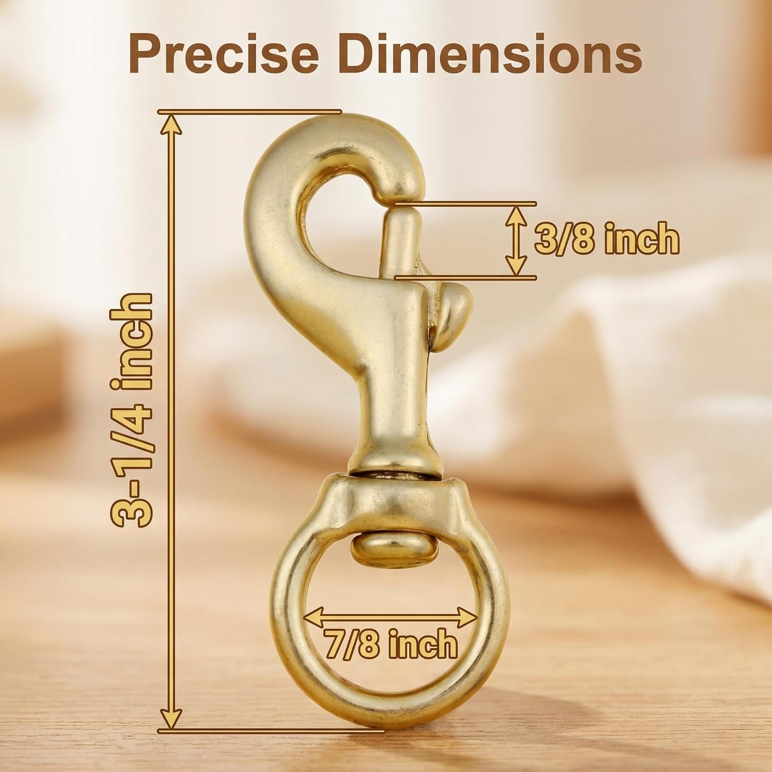AOWESM 3¼″ Heavy-Duty Brass Flag Clips — Swivel Bolt Snap Hooks (2-Pack)