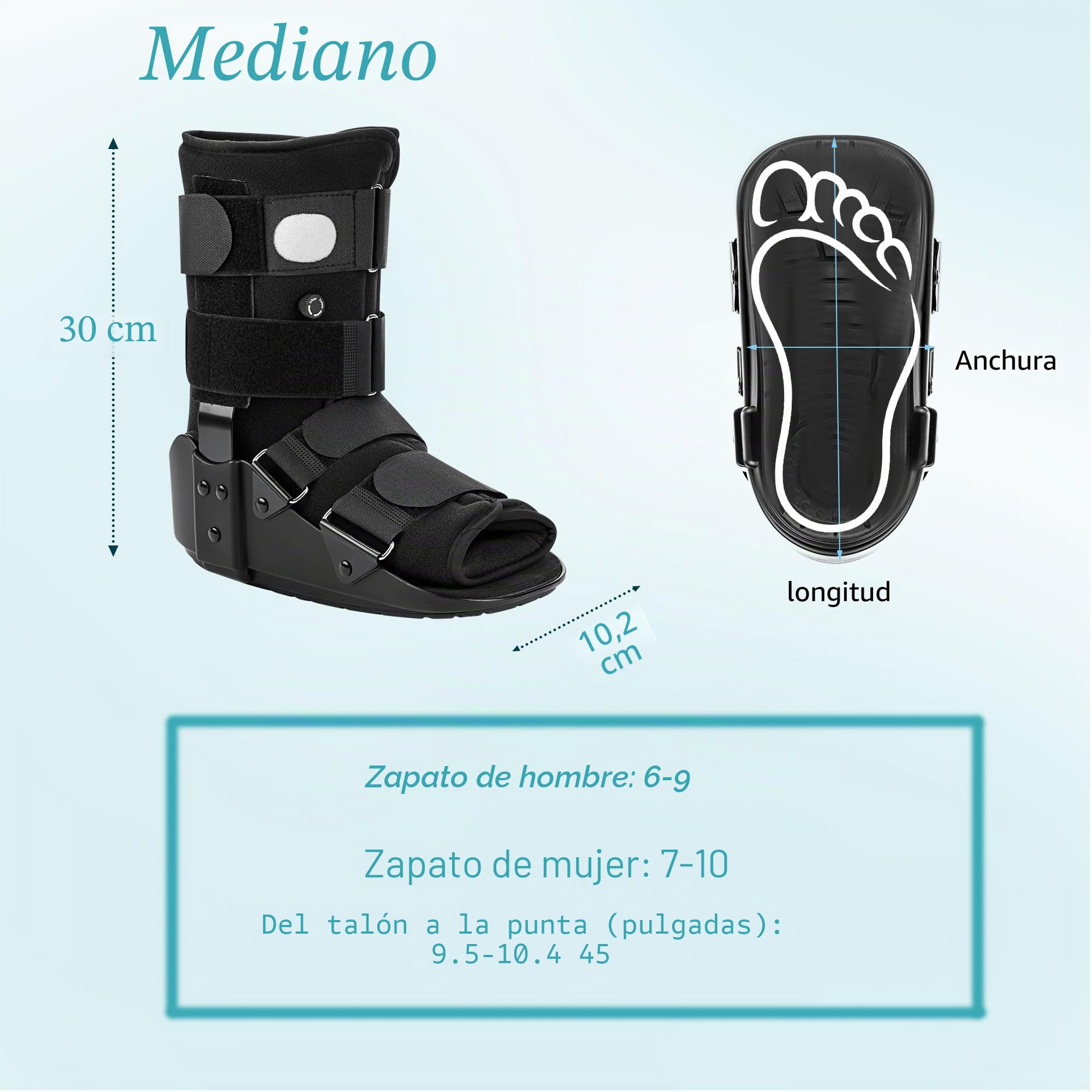 Medibot Bota de senderismo para fractura de pie y tobillo, talla M