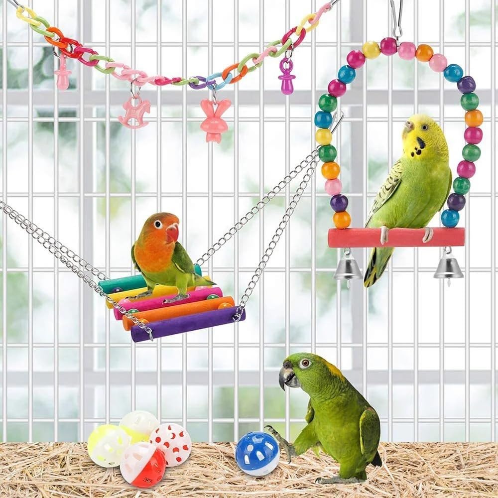 11 Piezas de Juguetes for pájaros for periquitos, Juguetes for periquitos, Juguetes interactivos for pájaros for un Tiempo de Juego entretenido, Accesorios for jaulas de pájaros