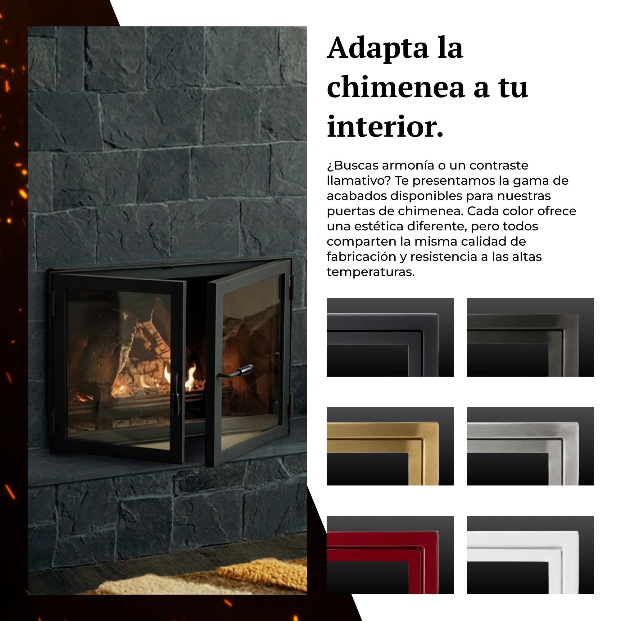 NM2 | Puertas Slimline a Medida | Marco Estrecho | para Chimenea, Estufa, Barbacoa y ahumador | Cristal vitrocerámico | Acero para chimeneas de Obra | Fabricación bajo Pedido