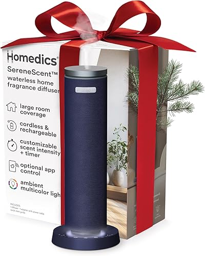 Homedics SereneScent Difusor recargable sin agua de tela, uso con aceite Homedics SereneScent de 4.1 fl oz (se vende por separado) aromaterapia