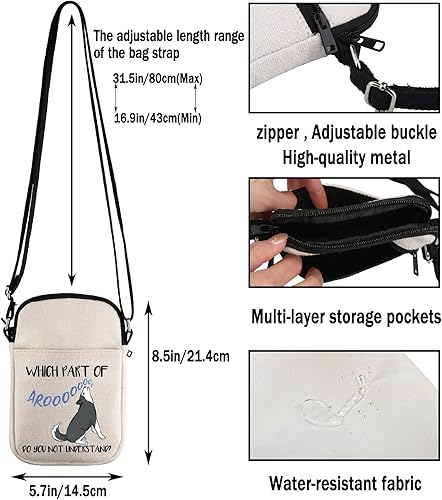 Miniatura 10 de G2TUP Regalo para amantes de los husky bolsa de maquillaje Aroooooooo para mamá husky y propietaria - Bolsa de viaje con cremallera, Qué parte de la