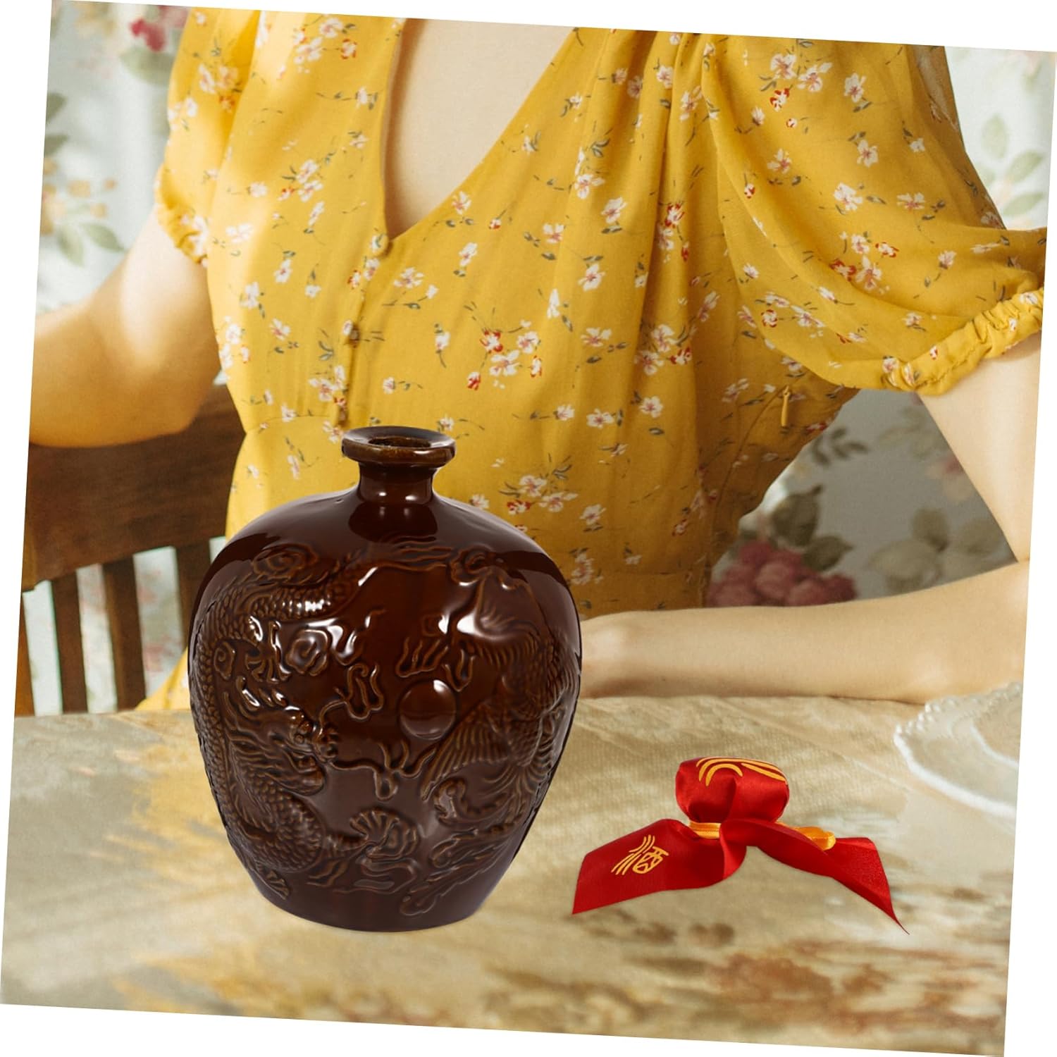 ABOOFAN 1set Antique Ceramic Wine Bottle Vintage Decorative Wine Jar for Home Use Sealed Container for Alcohol Lovers Elegant Design for Special Occasions for Enthusiasts