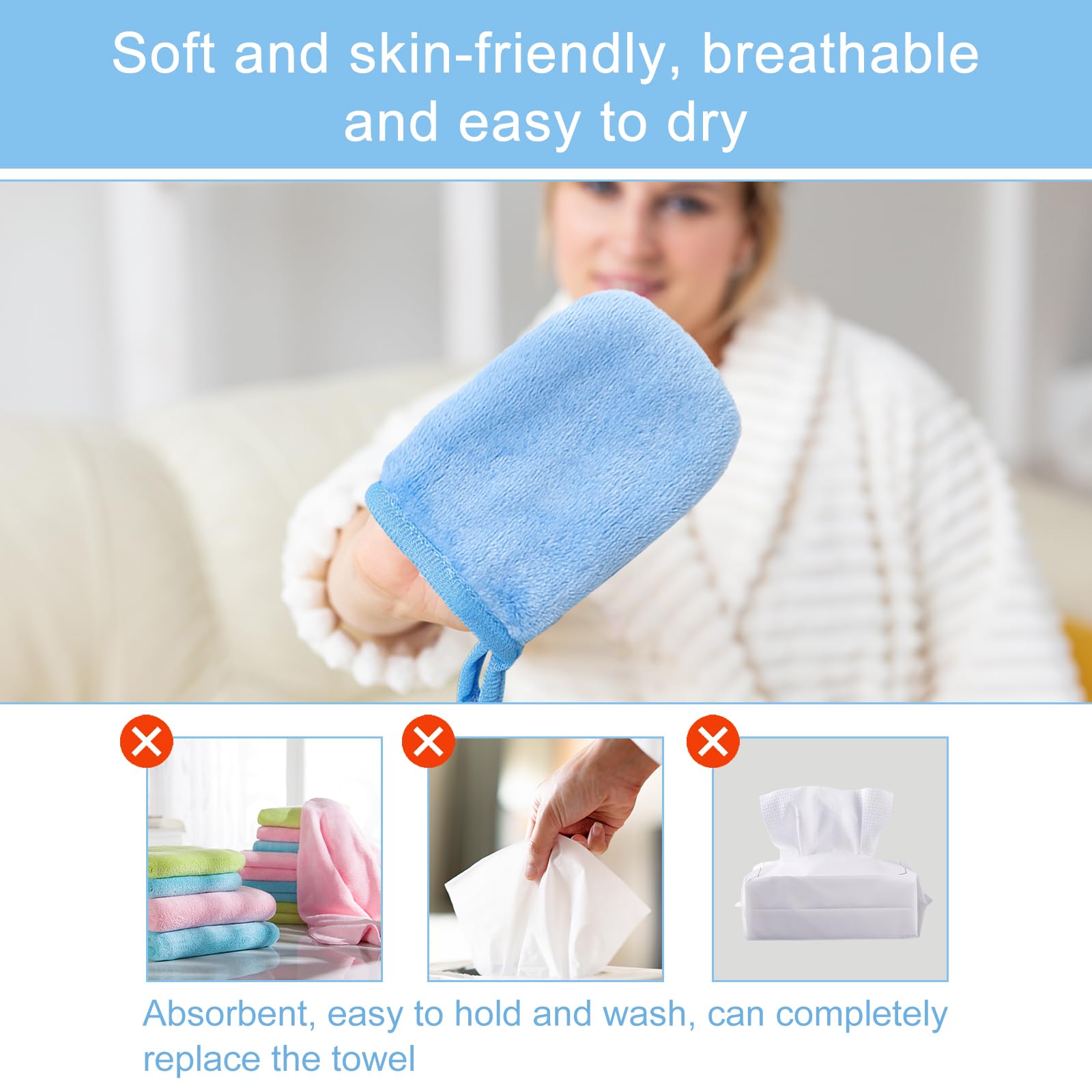 12 Gants De Toilette Microfibre – Absorbants, Doux, Pour Visage Et Corps