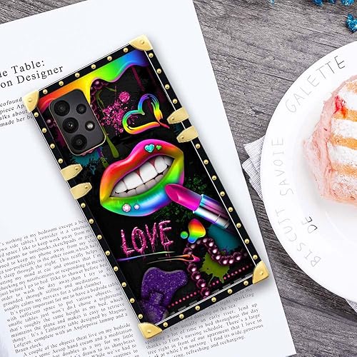 Miniatura 3 de Yuning419 Funda compatible con Samsung Galaxy A23 5G, Lipstick Lips A23 5G para niñas y mujeres, funda cuadrada de lujo de TPU suave a prueba de