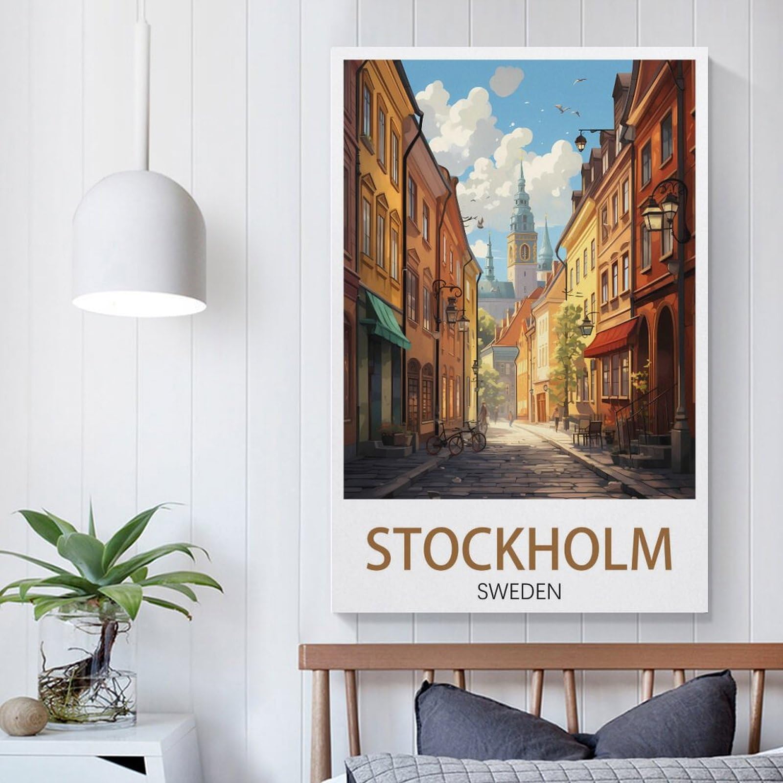 Poster vintage sur toile pour décoration d'intérieur : Stockholm, rue suédoise, paysage 20 x 30 cm Poster vintage sur toile pour décoration d'intérieur : Stockholm, rue suédoise, paysage 20 x 30 cm