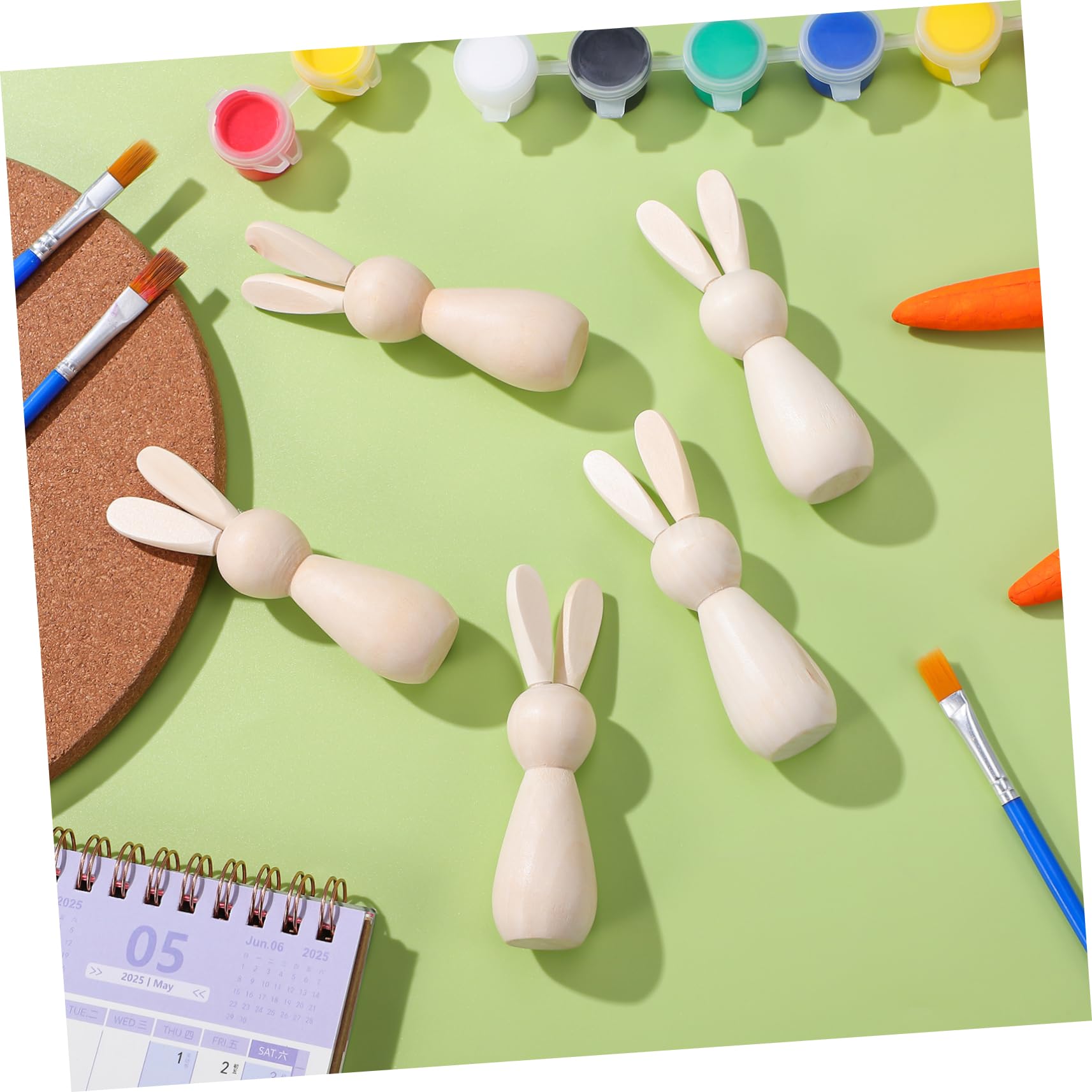 Figuras De Conejo De Madera Sin Terminar Para Pintar Diy 5 Piezas Naturales Para Niños Decoración De Mesa Manualidades Infantiles Temporada De Flores Pascua Fiestas