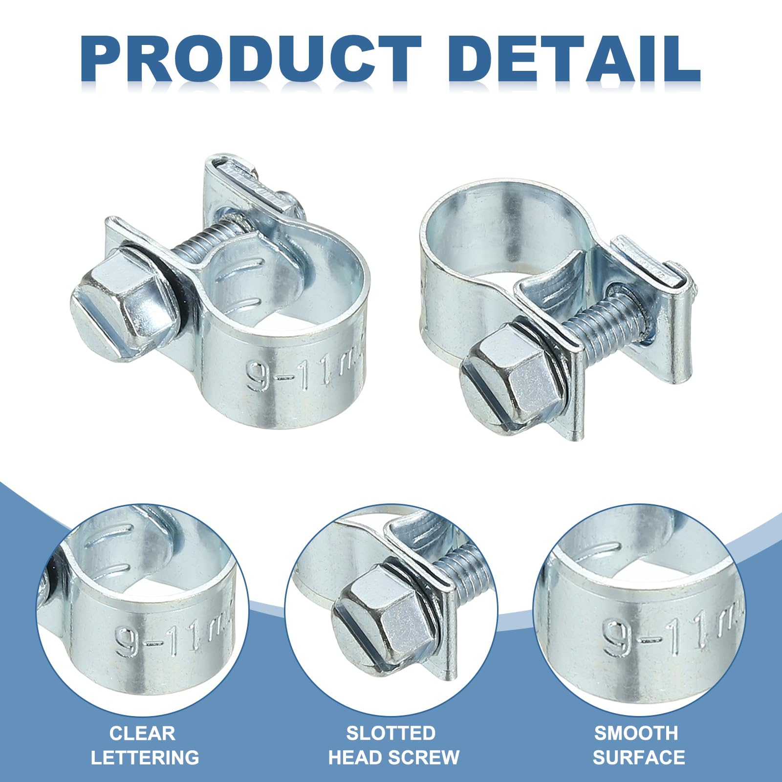 PATIKIL 10 Pcs 9-11mm Mini Fuel Injection Hose Clamps Zinc Plated Adjustable Clamp - Image 4