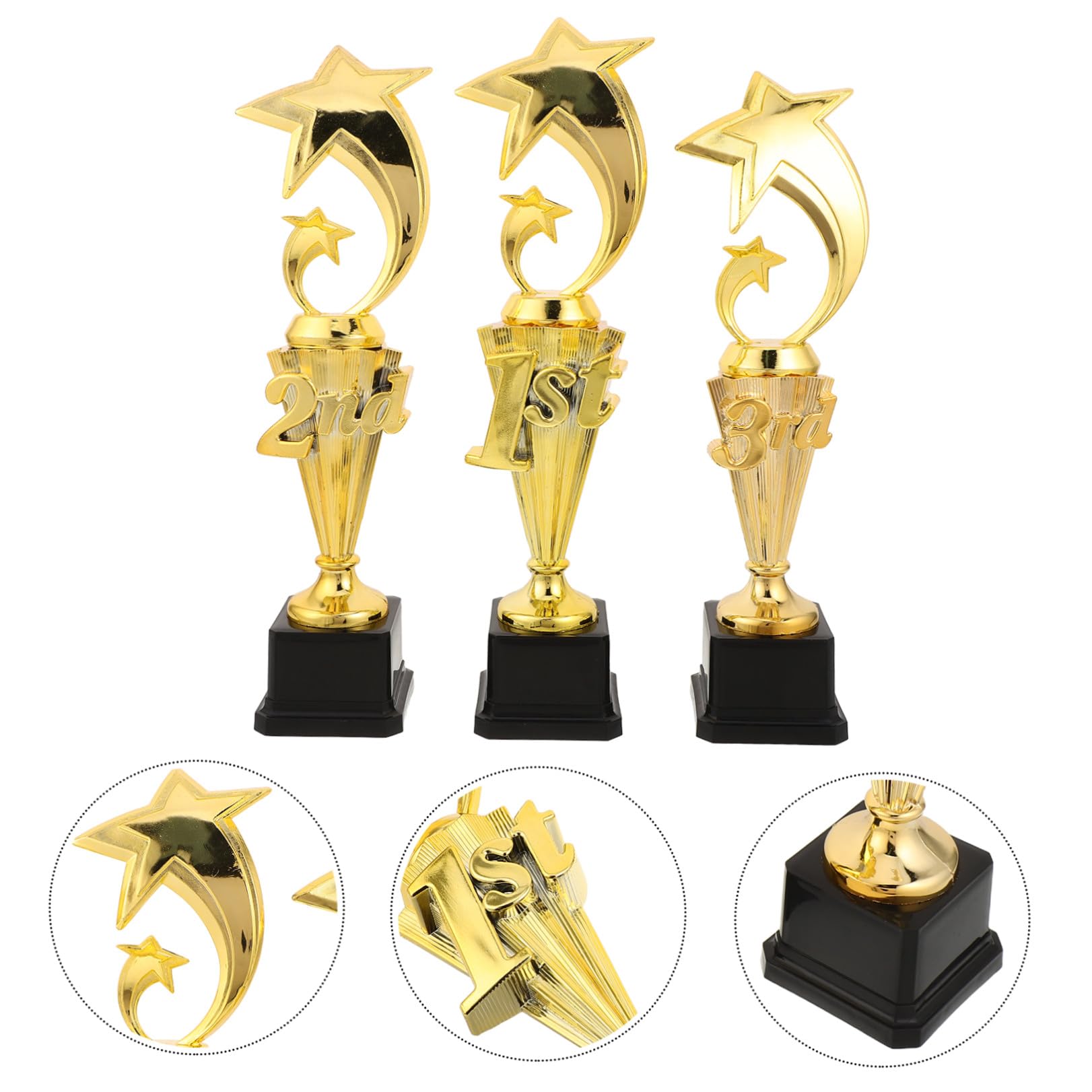 Toyvian 3 Piezas Trofeos de Premios Copas de Plástico Dorado para Equipos