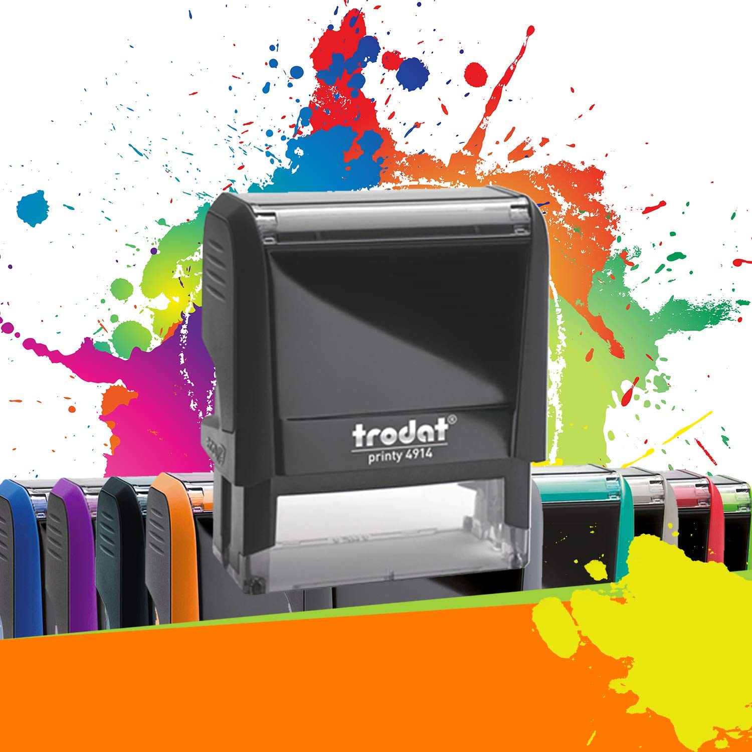 Trodat Printy 4914 - Professioneller Selbstfärbestempel mit 6 Zeilen zur Personalisierung – Textplatte 64 x 26 mm Inklusive (Schwarz)