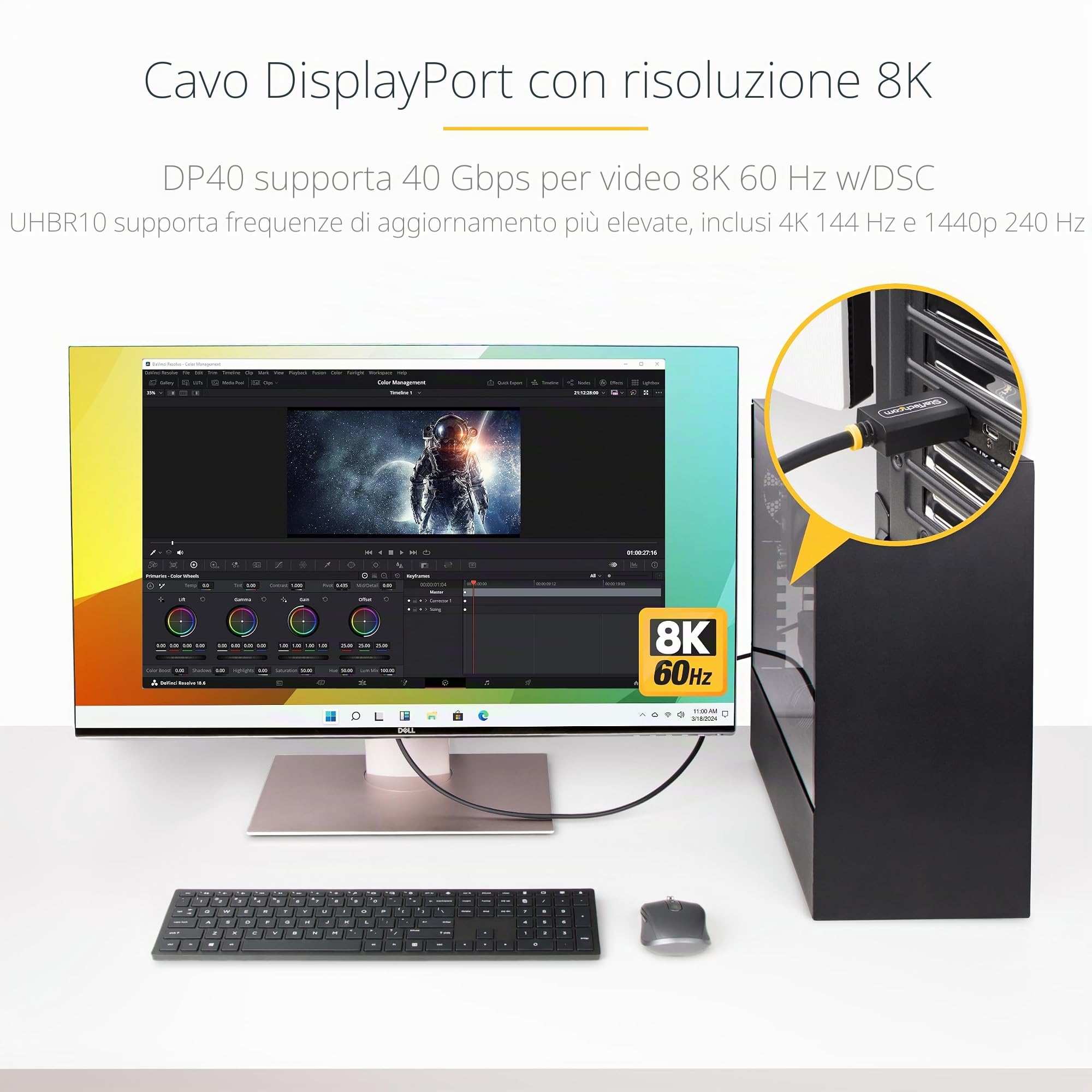 StarTech Cavo DisplayPort 2.1 DP40 Certificato VESA 2m, 8K 60Hz, HDR | Ideale per Monitor 8K e Postazioni di Lavoro