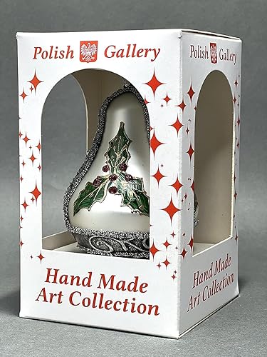 Miniatura 8 de Adorno de campana de Navidad de vidrio soplado de 4 pulgadas (hoja de muérdago)