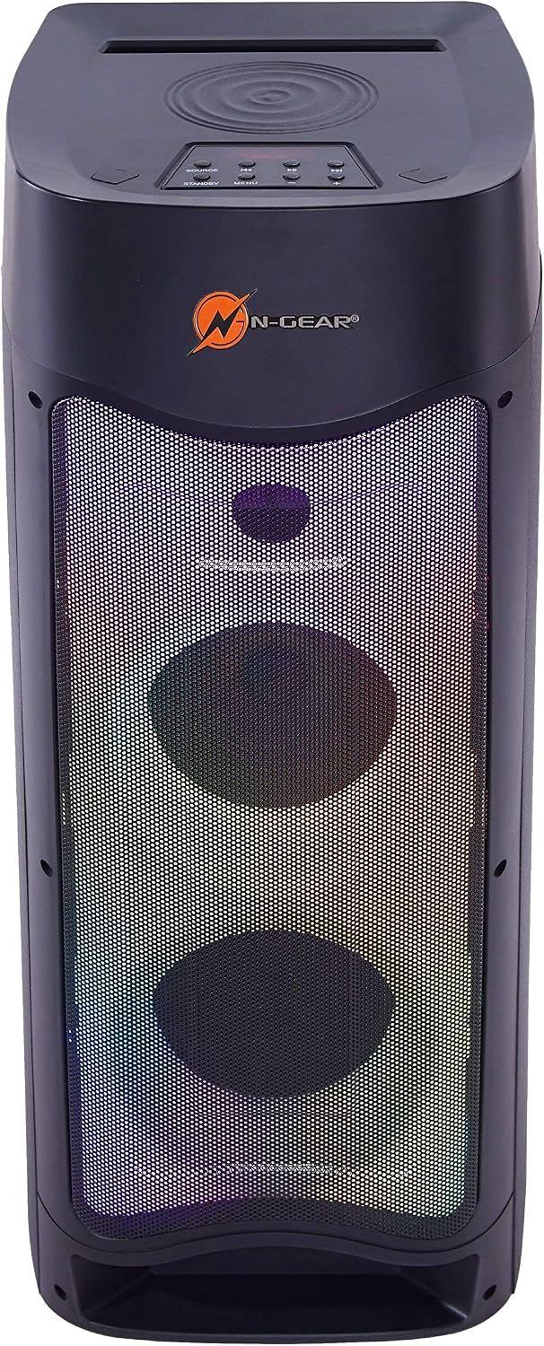 N-Gear LPG52 Let's go Party - Altavoz Bluetooth con micrófono para Karaoke, Luces LED de Discoteca, función de Banco de energía y 500 W (30 W RMS)