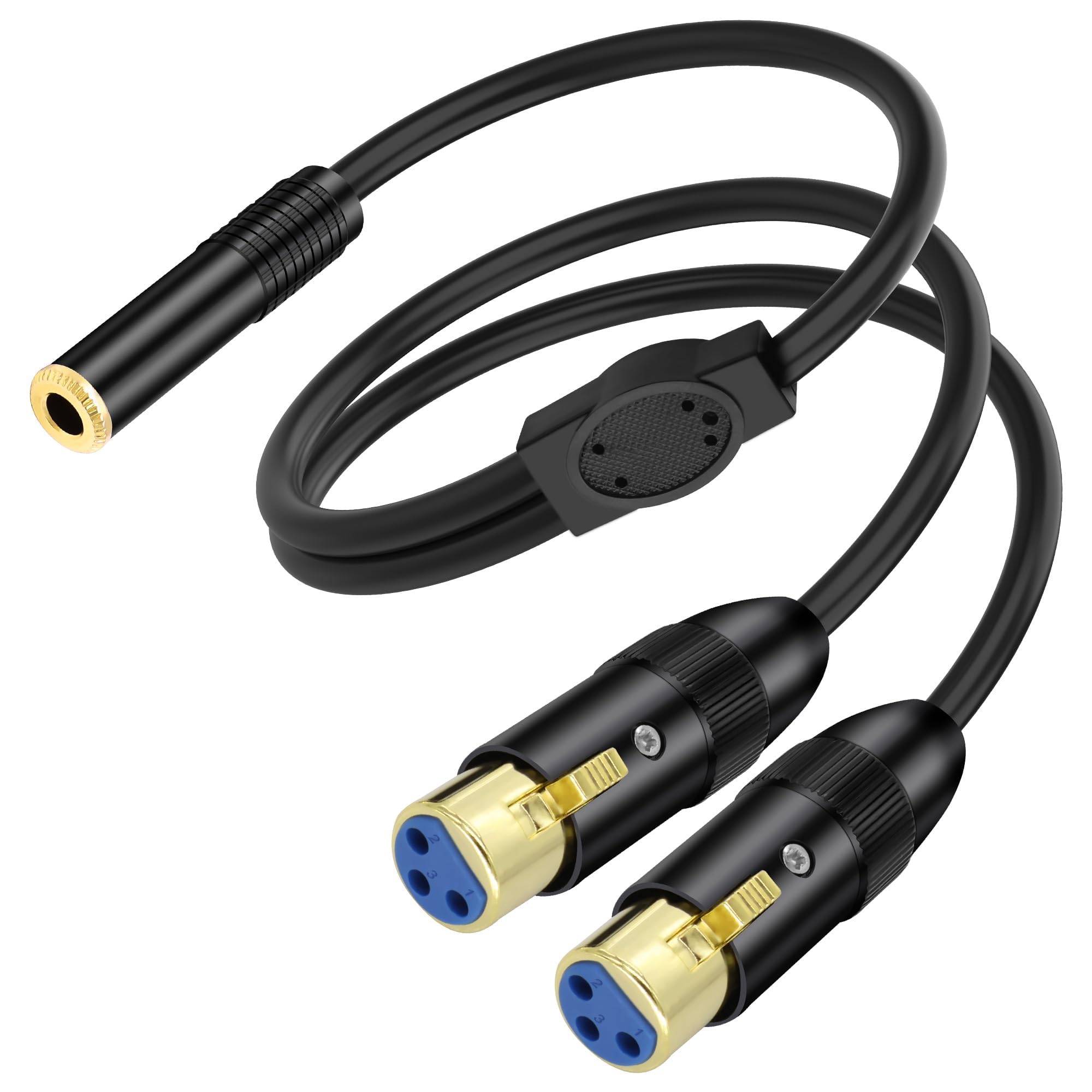 XMSJSIY 6.35mm TRS to Dual XLR Y Splitter Stereo Audio Cable 1/4" TRS Female to 2 XLR 3 Pin Female Microphone Patch Adapter Cord Replacement for Speaker Mic Guitar Mixer AMP