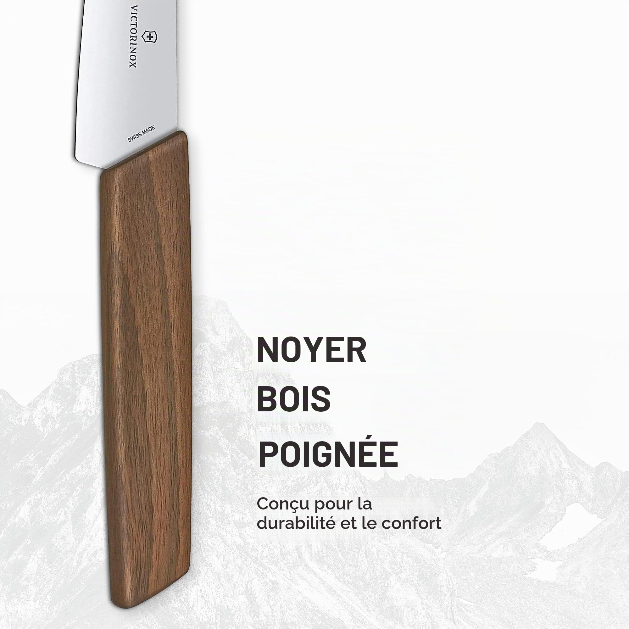 Victorinox Swiss Ideal Couteau d’Office dans un Emballage Cadeau, 15 Cm, Bois de Noyer