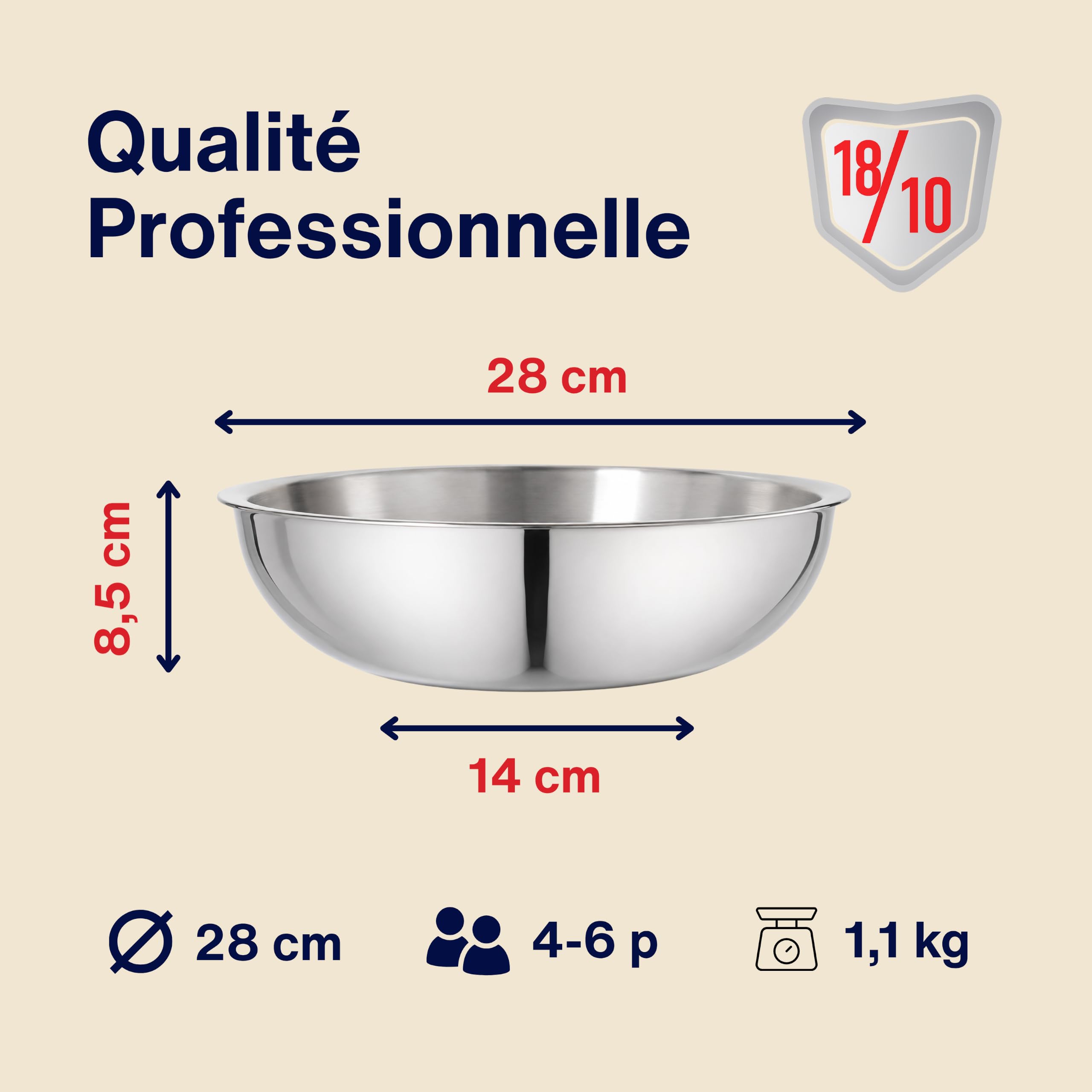 Wok Inox 18/10 Triply – 28 cm – Senza Manico – Senza Rivestimento – Senza PFAS, PFOA, PTFE – Compatibile con tutti i fornelli a induzione – Cottura sana e duratura