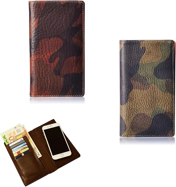 Amazon Co Jp Amazon限定ブランド イタリア製 牛革 モバイルウォレット Safari掲載商品 イタリア 生まれの メンズ 二つ折り 財布 機能付き スマホケース ギフト箱入り Gino 迷彩 シューズ バッグ