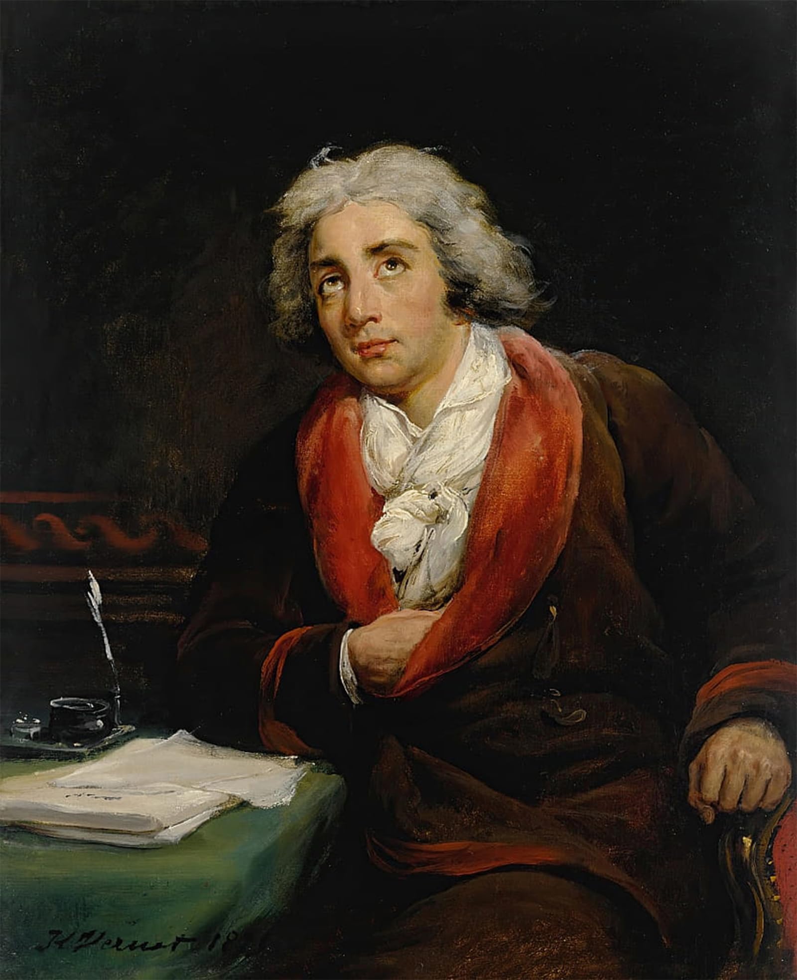 ARTXLXXBN Famous Print Painting Colorful Art Print Portrait of the Poet Chénier by Horace Vernet Canvas Art Decorations for Home Decor 60x90cm