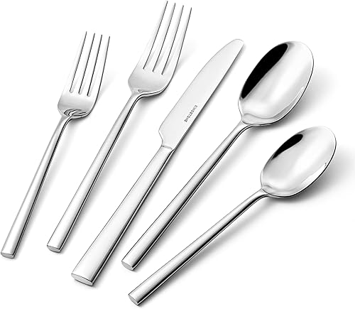 Juego de cubiertos KINGSTONE, 20 piezas de cubiertos forjados de acero inoxidable de primera calidad, juego de utensilios de cocina, servicio para