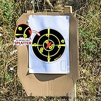 Vista 5 de Atflbox Splatter Adhesive 3 inch Bullseye Fluorescent Yellow Shooting Target Stickers, 250 Self Adhesive Target Roll for BB Gun, Pellet Gun