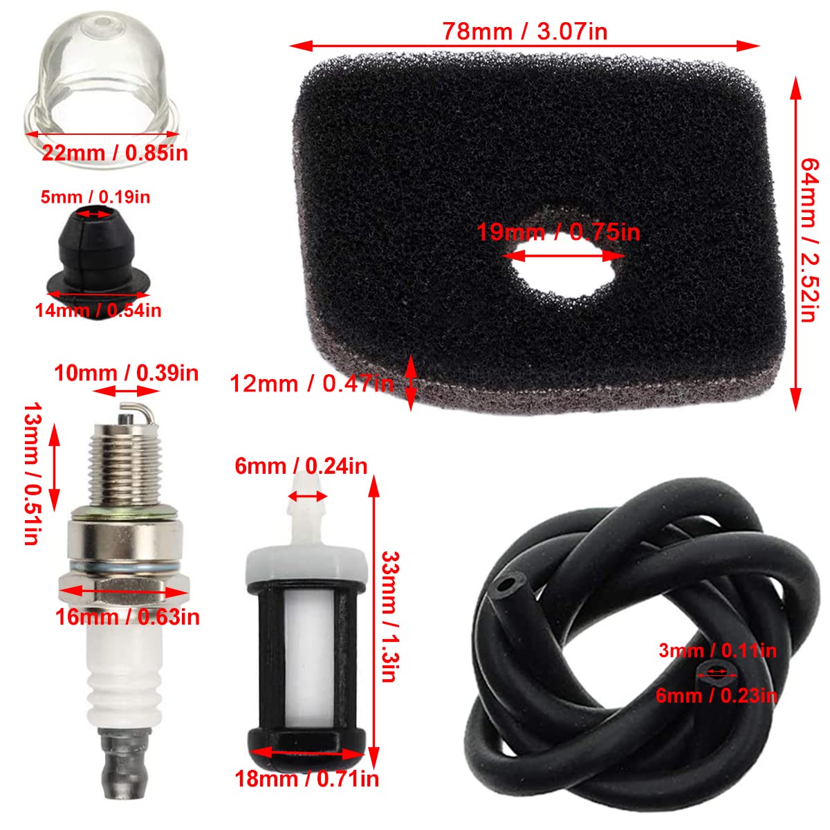 ZAMDOE Carburateur pour Stihl SH56 SH56C SH86 SH86C BG86 BG86CE BG86Z BG86CEZ souffleur remplace C1M-S261B 42411200616 4241 120 0616, avec filtre à air, bougie d'allumage, filtre à carburant