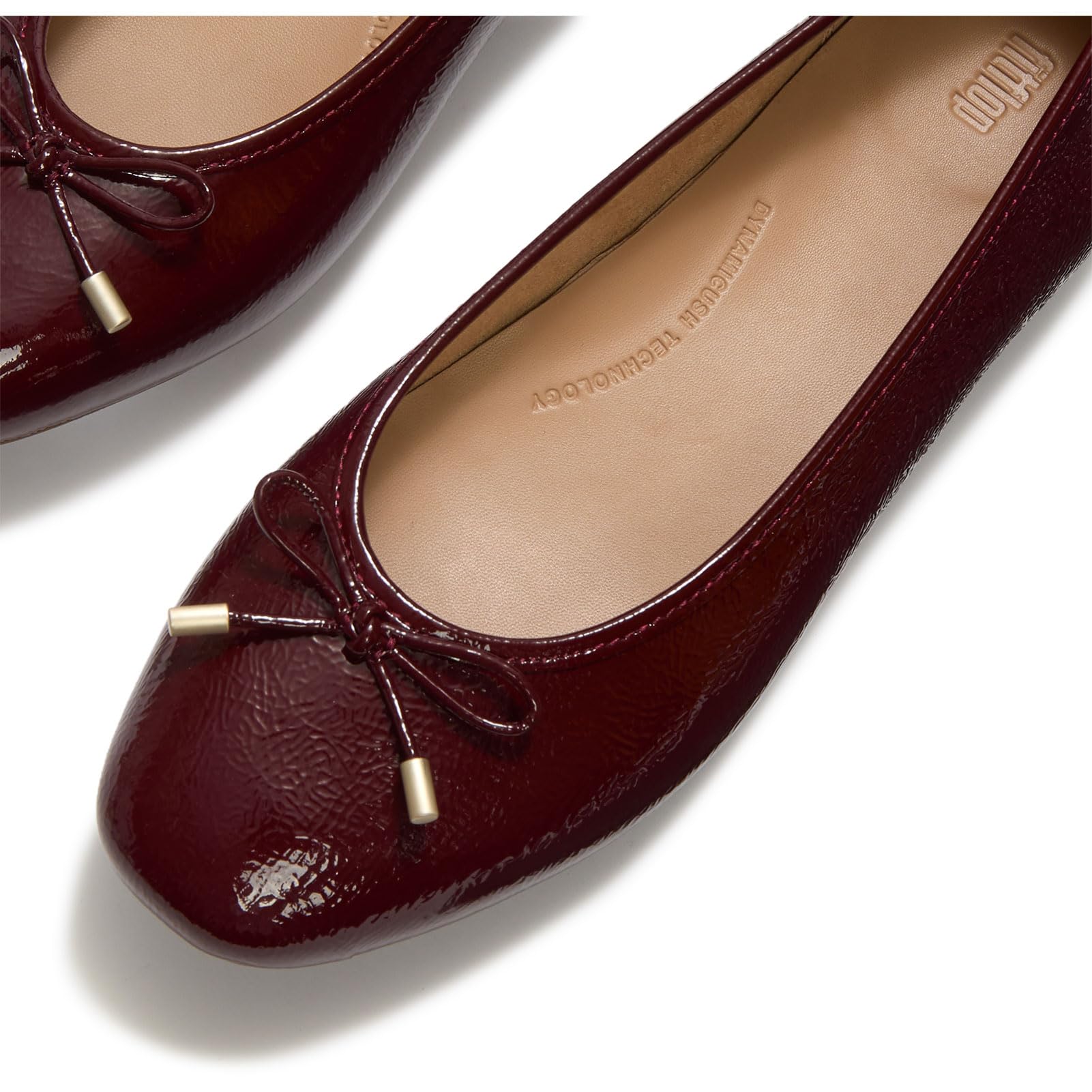 FitFlop Ballerine Delicato in Pelle Verniciata Texture Fiocco