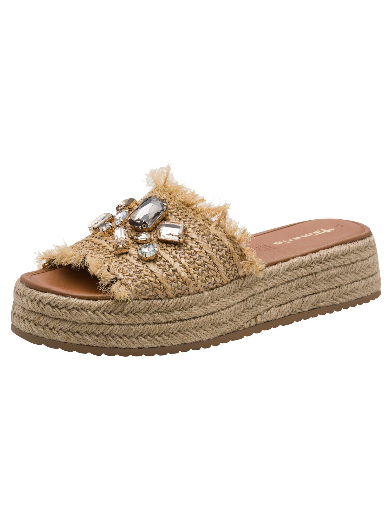 Tamaris Ausonia Espadrille Beige Gold Womens Slide Sandals 27214-46-400 in a Plain Textile in Size 36