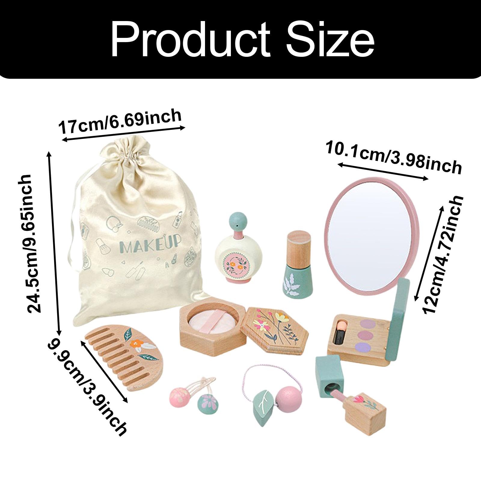 Qianly Set de Maquillaje Infantil Juguetes de Maquillaje Pretend Juguete de Maquillaje para Niñas Kit de Maquillaje de Madera con Bolso Juego de Belleza