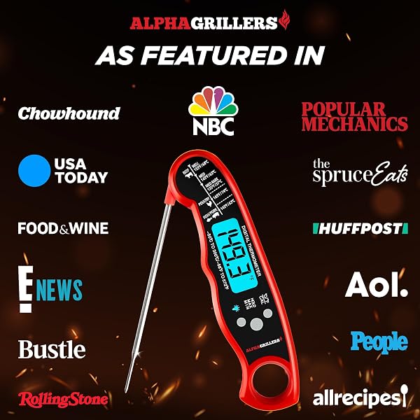 Alpha Grillers Meat Thermometer Digital β Instant Read Food Thermometer for Cooking & Grilling β Professional Kitchen Gifts for Men, Dad & Mom - 4