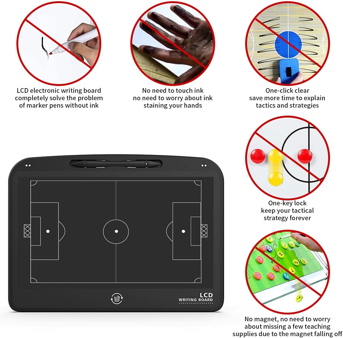 LCD Basketball/Soccer Coaching Board,Electronic Tactical Training Board,Basketball/Football Coach Board Basketball Coaching Equipment Accessories,Basketball Coach Gift