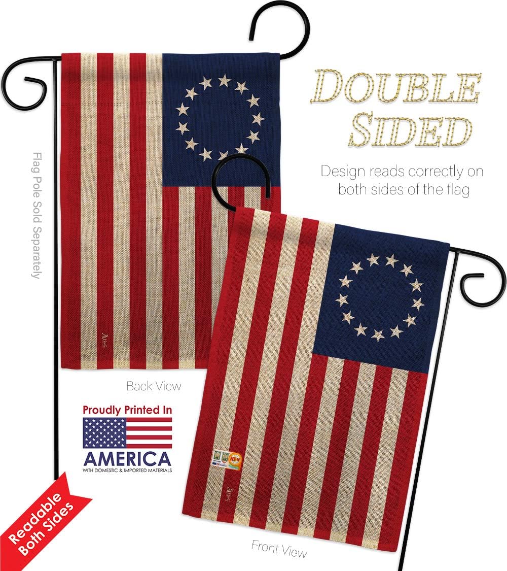 Betsy Ross Burlap Garden Flag Americana US Historic July Memorial Veteran Independence United State American Small Decorative Gift Yard House Banner Double-Sided Made In USA 13 X 18.5