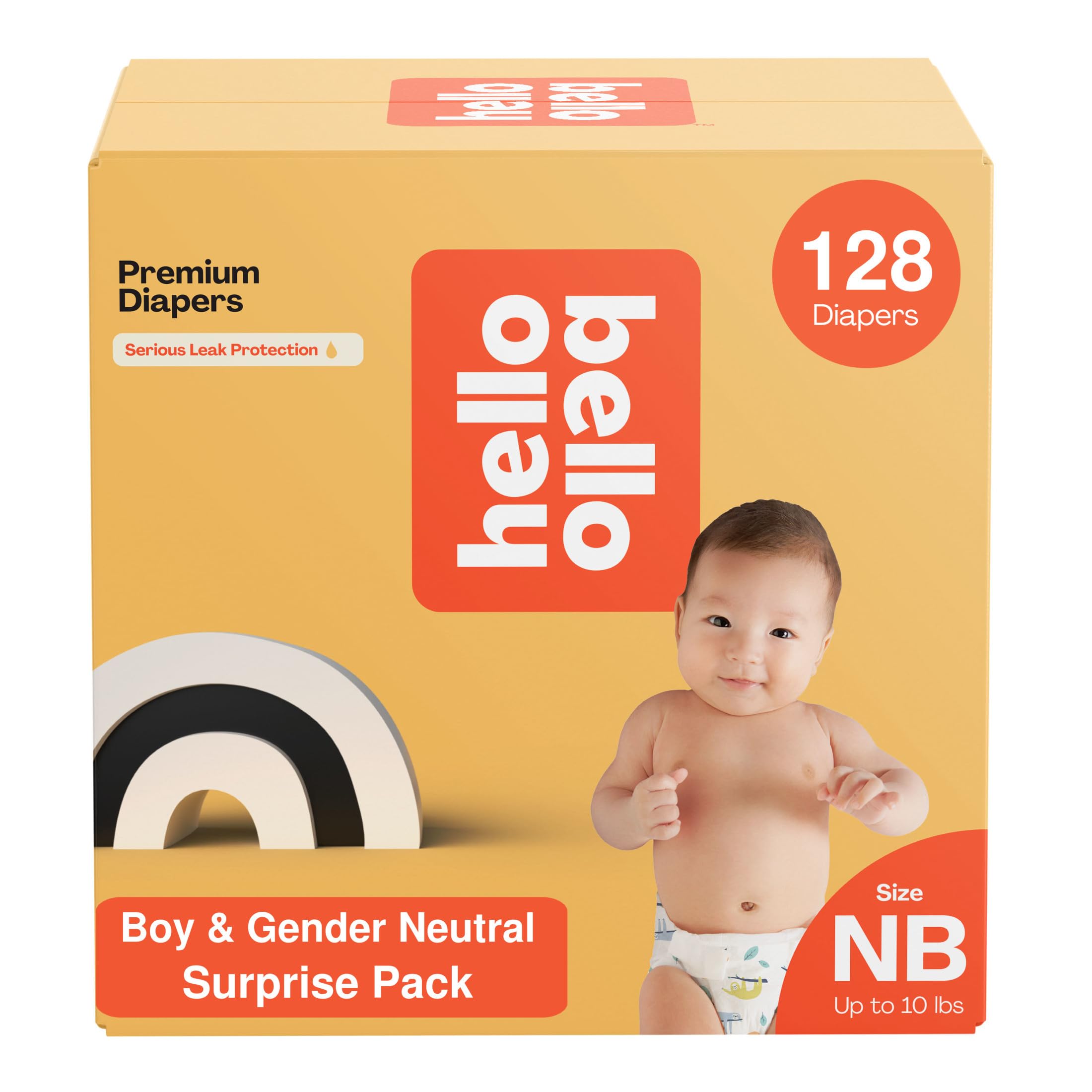 Hello Bello Newborn Premium Diapers, (Size NB - Up to 10 lbs) Surprise Pack for Boys - 128 Count, Hypoallergenic with Soft, Cloth-Like Feel - Assorted Boy & Gender Neutral Patterns