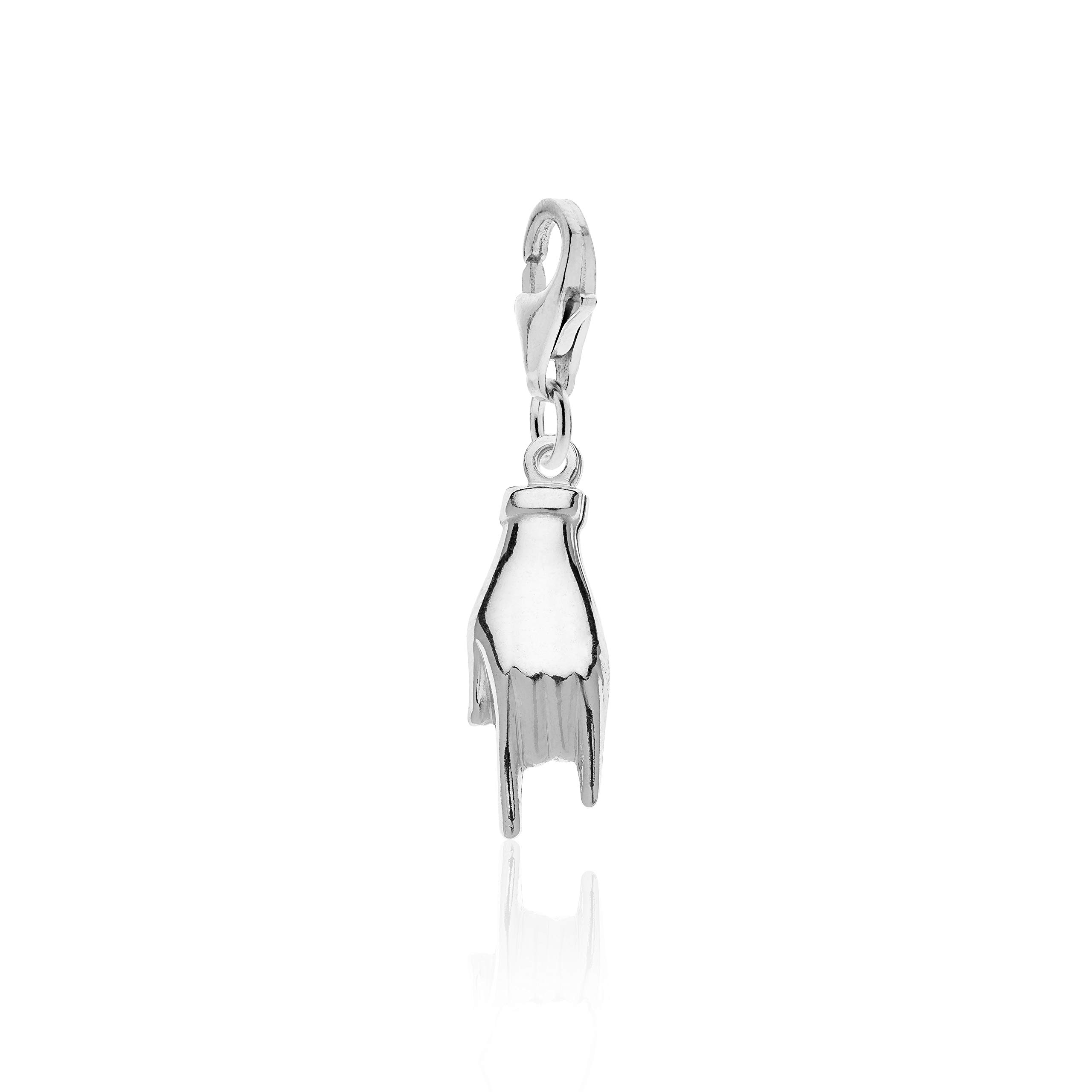 Aka Gioielli® - Ciondolo Charm Mano Corna in Argento Sterling 925 Rodiato Portafortuna per Donna