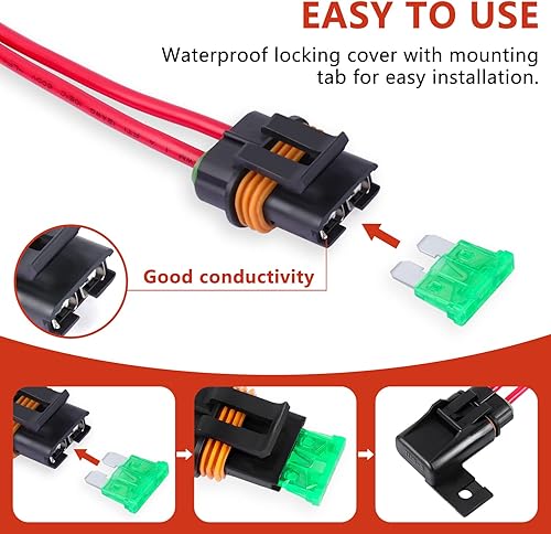 Miniatura 4 de Zhushan Paquete de 6 portafusibles ATOATC estilo hoja marina resistente a la intemperie con tapa, protección confiable para vehículos, marinas y