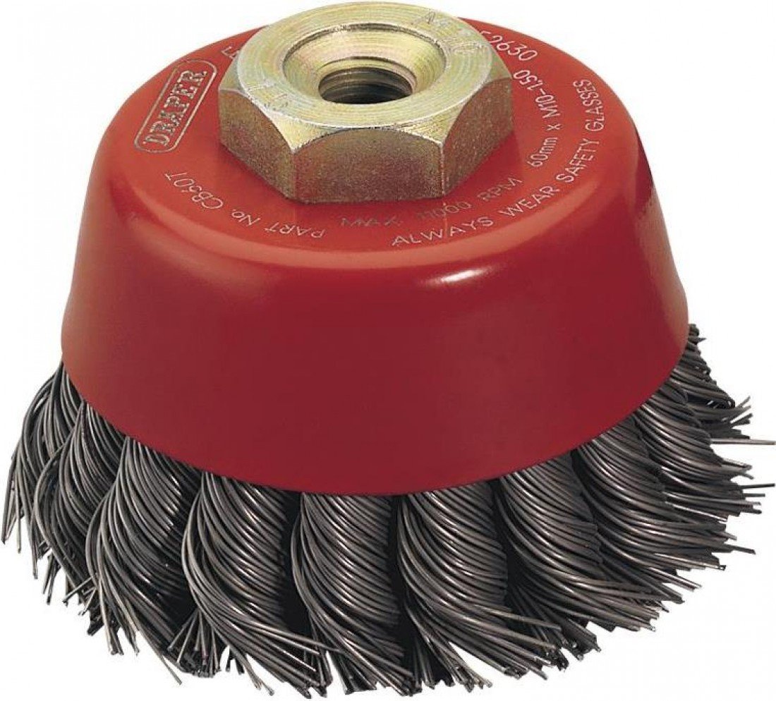 Draper52630 Expert Twist Knot Wire Cup Brush, 60mm x M10, Steel Wire, 1 Piece
