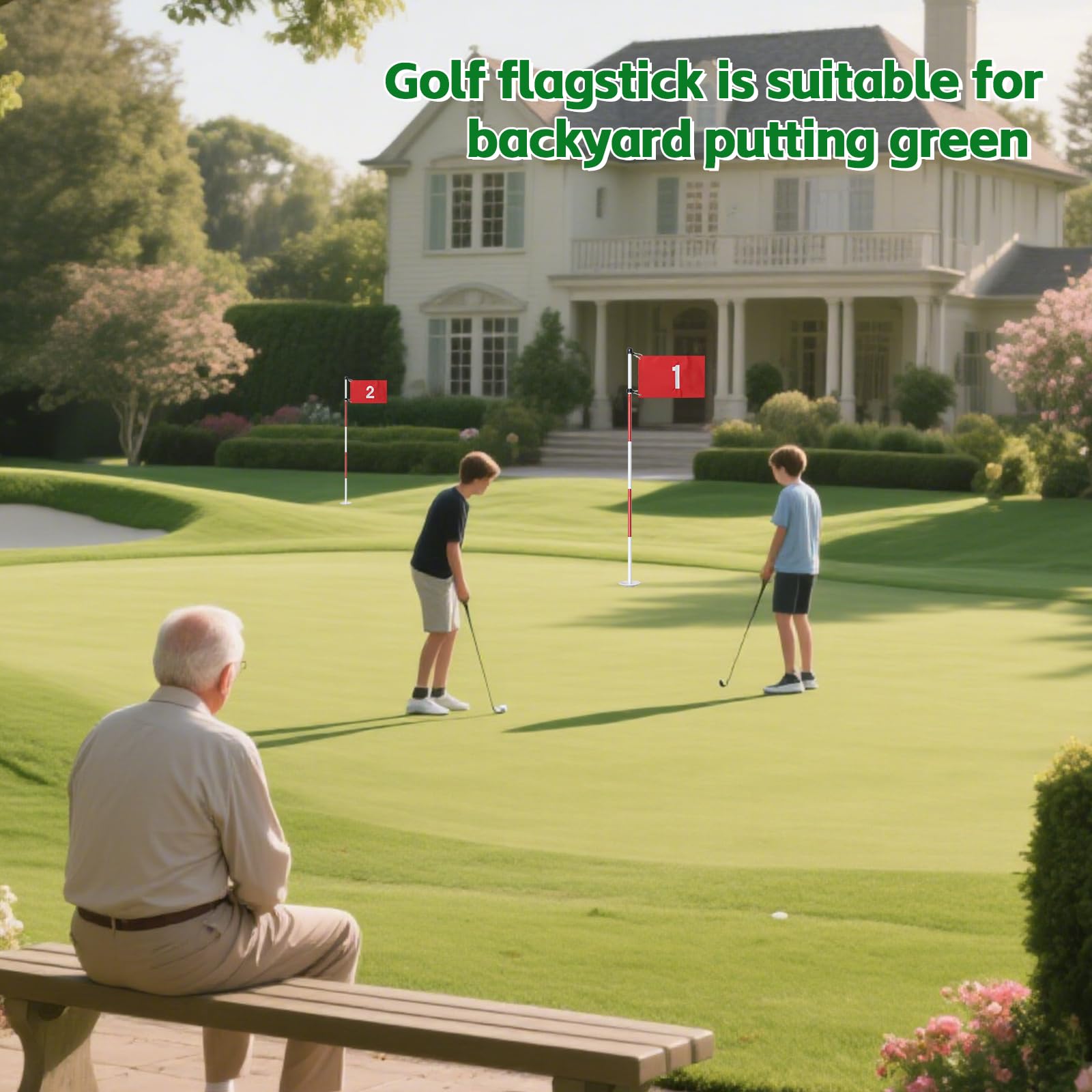 Golf Flagstick for Yard, Golf Flag for Putting Green, Portable 5-Section Design Golf Pin Flag for Backyard Practice