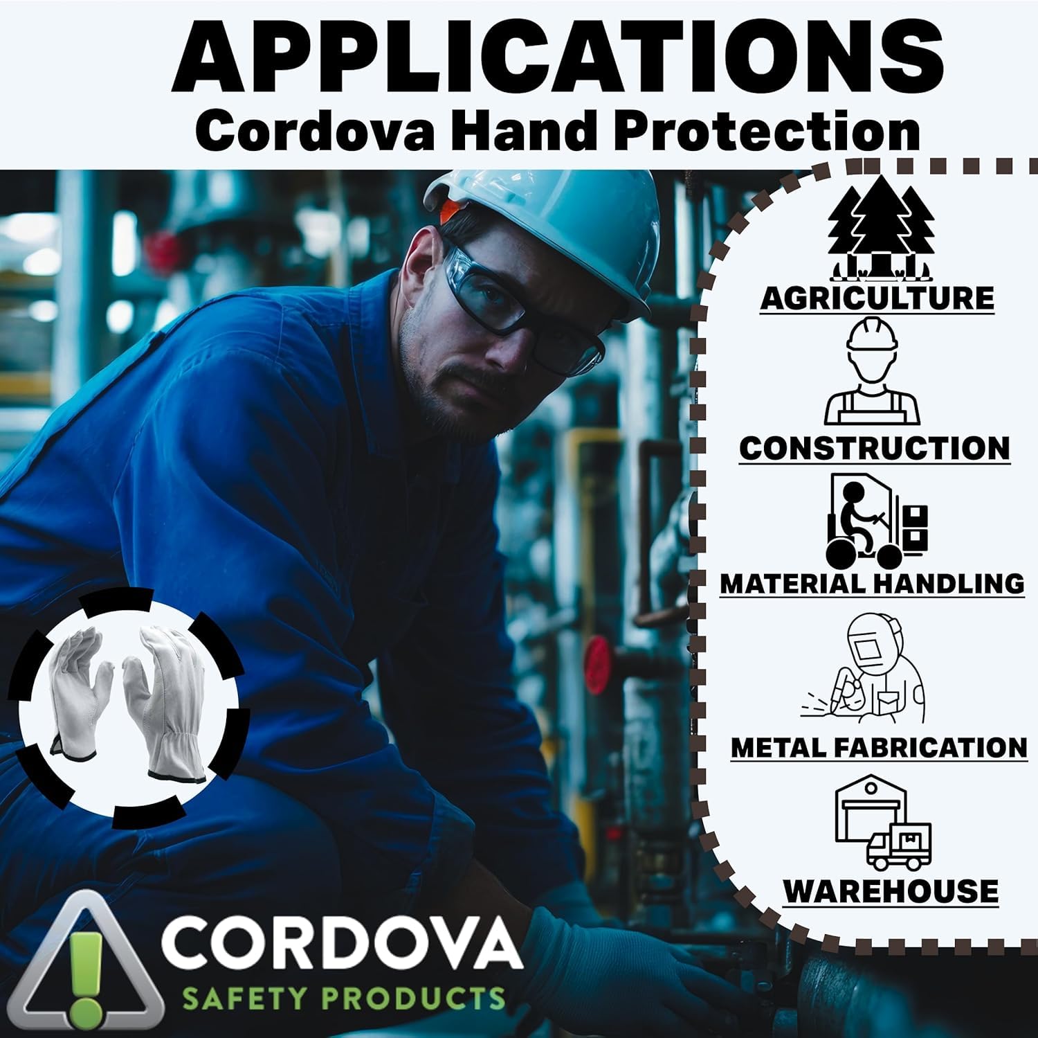 Cordova - Guantes de conductor (12 unidades, piel de cabra, grano de alta calidad, sin forro, espalda elástica fruncida, pulgar Keystone, talla L