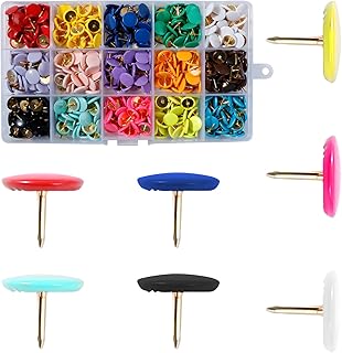 VAPKER Thumb Tacks 600Pcs Colored Push Pins,Flat Round Head Thumbtack with Gold Steel Point 15 Colors Decorative Thumb Tacks for Home, School, Office