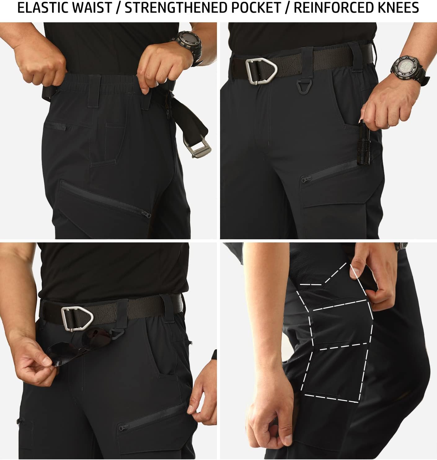 NAVEKULL Men's Lightweight Tactical Hiking Pants Quick Dry Stretch Multi-Pockets Outdoor Work Cargo Pants - Image 6