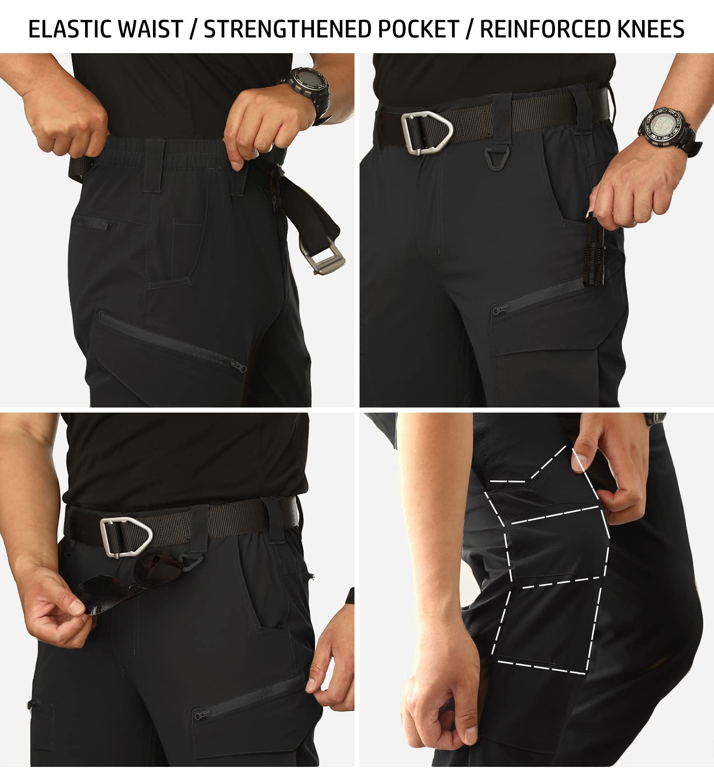 NAVEKULL Mens Lightweight Tactical Pants Quick Dry Work