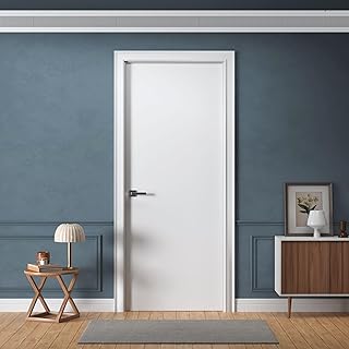 24" x 80" Interior Wood Door Slab, Plain Flush, Solid Core, White Primed, No Pre-Drilled Holes, for Closet, Pantry, Bedroom, Office, Bifold, Barn, Sliding or Pocket Door Use (Not Prehung)