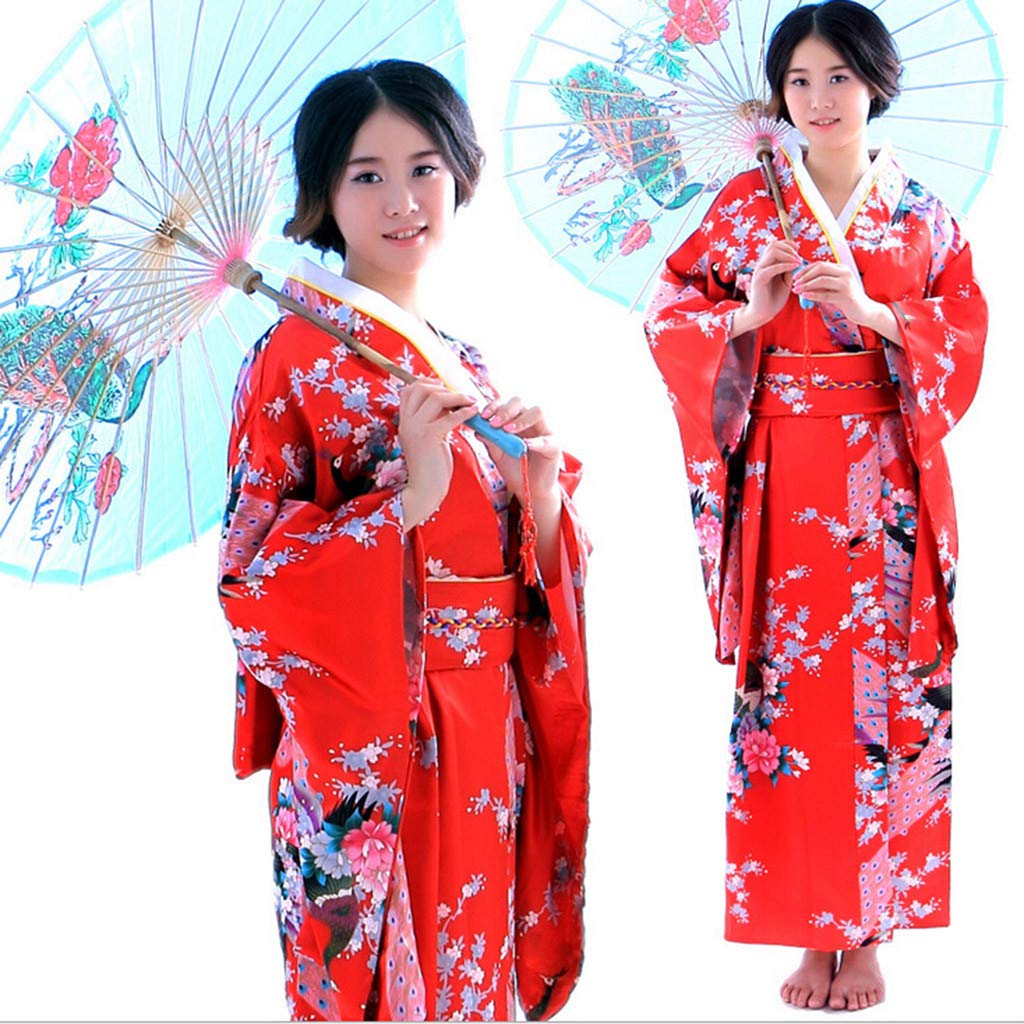 Amazon | 着物 女 ハロウィン 仮装 女性のプリント着物 日本の伝統的な 