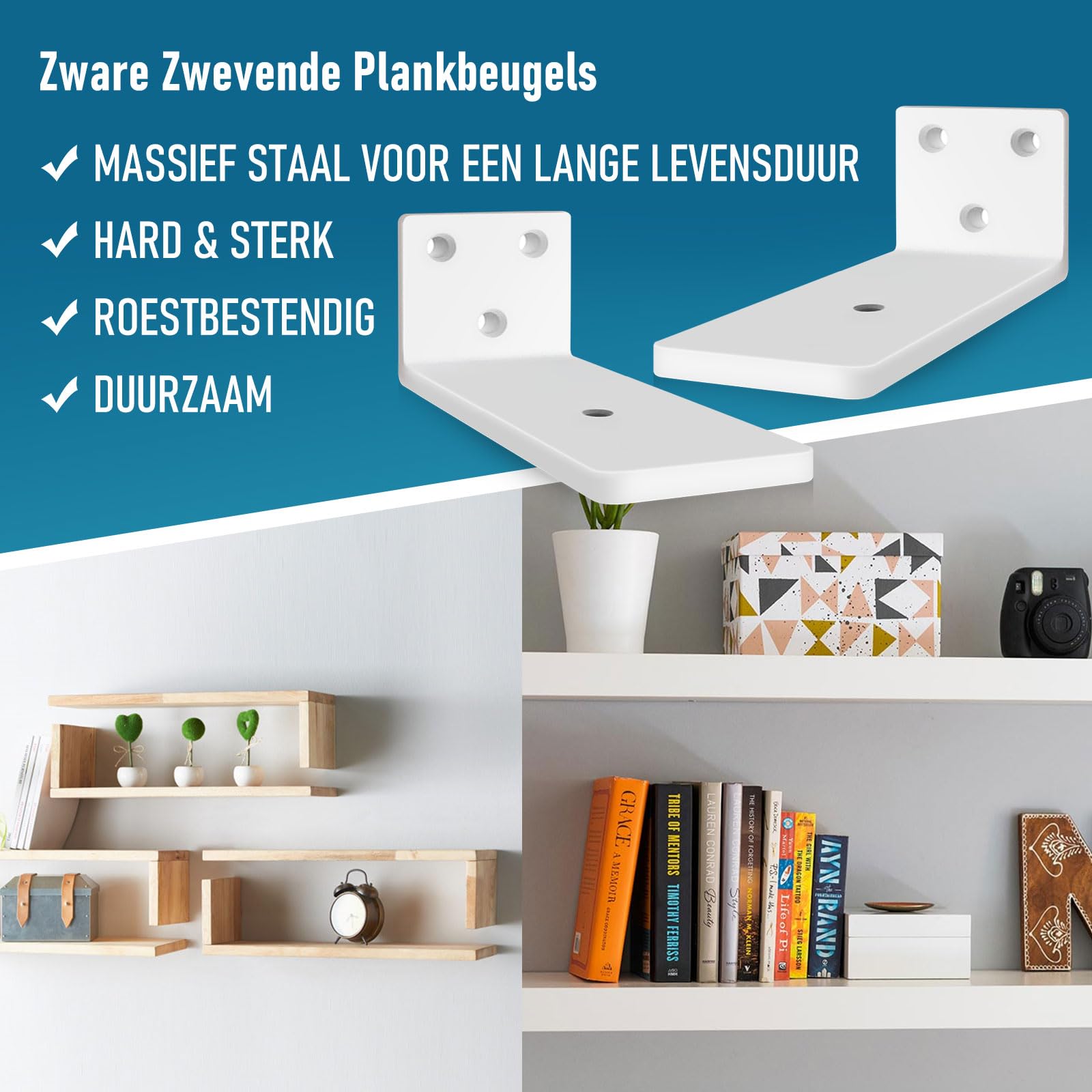 2 Stuks Zwevende Plankdragers Metaal Plankhouders