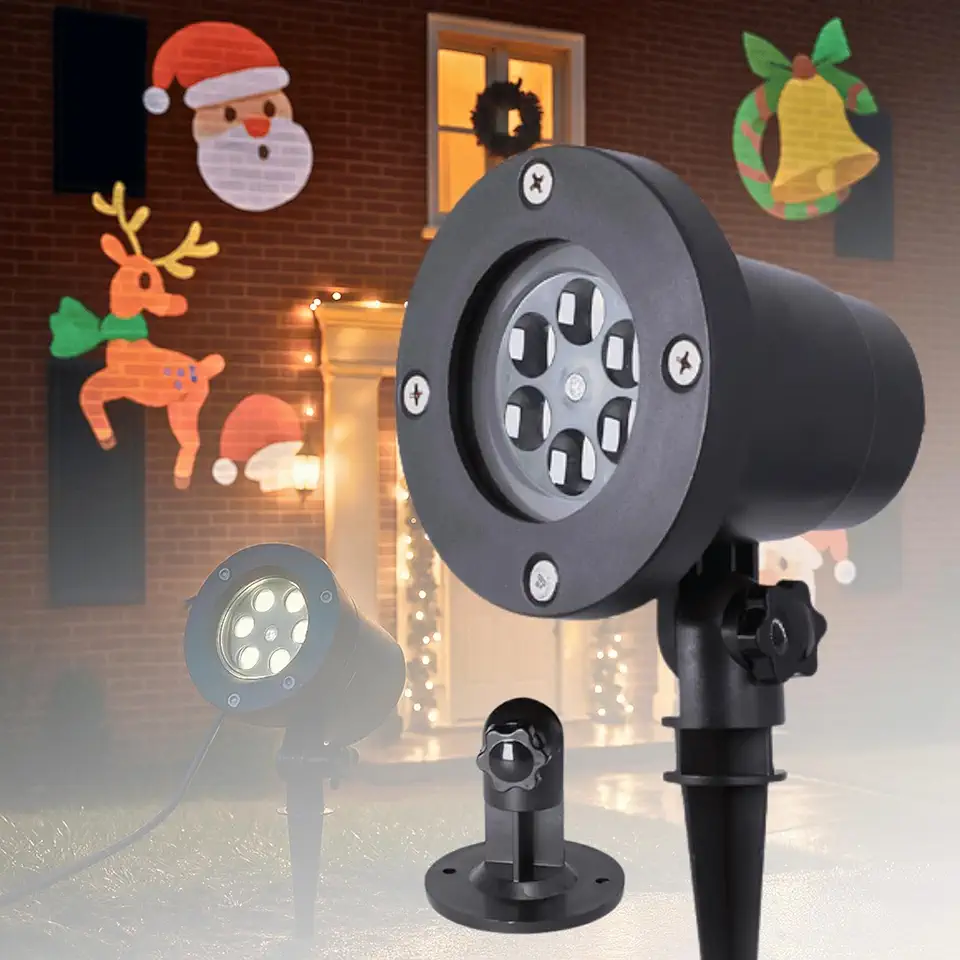 Projetor Led Natal Desenhos Natalino Espeto Jardim F01