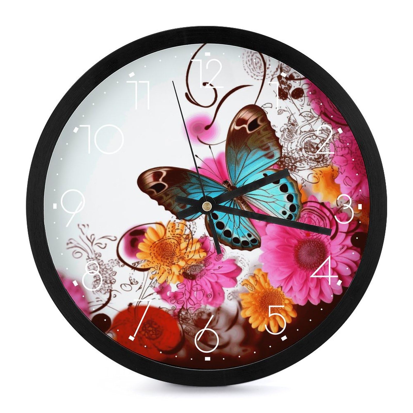 Horloge murale moderne de 25 cm colorée pour salon et chambre adulte silencieuse